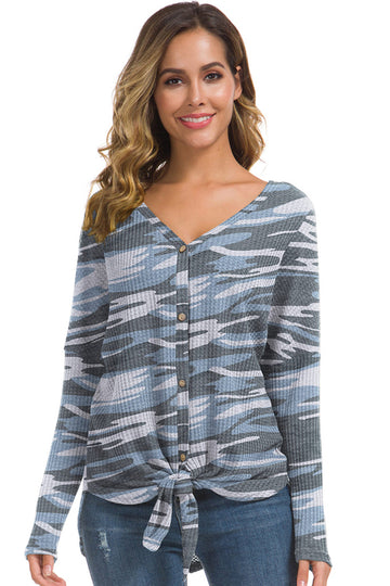 Variegated Waffle Knit Tunic Loose Fitting Bat Wing